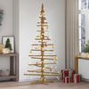 vidaXL Houten kerstboom met standaard Bruin 210 cm Massief grenenhout