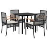 vidaXL 5-delige Tuinset met kussens poly rattan zwart