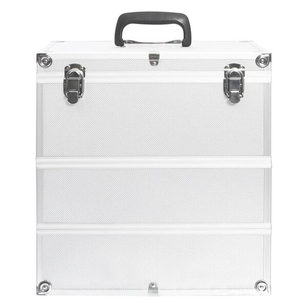 vidaXL Make-up koffer 37x24x40 cm aluminium zilverkleurig