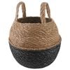vidaXL Plantenpot met handvatten Zwart &Oslash; 22 x 20 cm 100% Zeegras