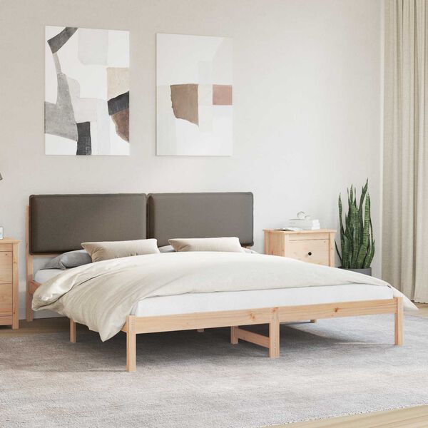 vidaXL Bedframe met Gevoerd Hoofdgedeelte Taupe 200 x 200 cm