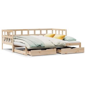 vidaXL Slaapbank met onderschuifbed en lades zonder matras 90x200 cm