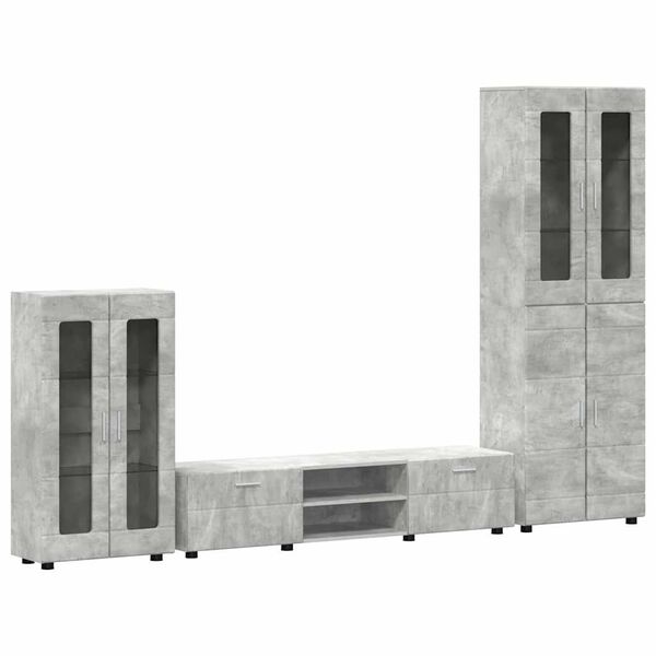 vidaXL Tv-meubelset met lade met plank FLORIN Beton Grijs Bewerkt hout