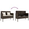vidaXL Tuinbank met kussens poly rattan bruin