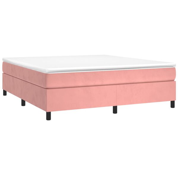 vidaXL Boxspring met matras fluweel roze 160x200 cm