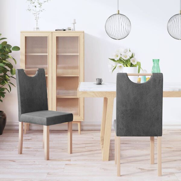 vidaXL Eetkamerstoelen 2 st kunstsu&egrave;de grijs