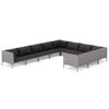 vidaXL 10-delige Loungeset met kussens poly rattan donkergrijs