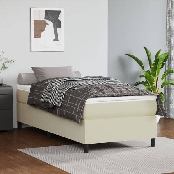 vidaXL Boxspring bed kunstleer cr&egrave;mekleurig 90x190 cm