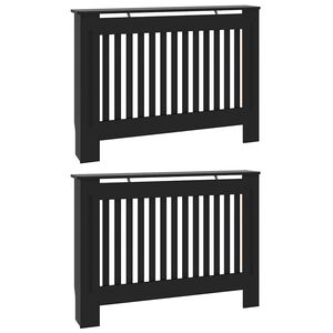 vidaXL Radiatorafdekking 2 st Zwart 112 x 19 x 81,5 cm Bewerkt hout