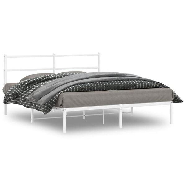vidaXL Bedframe met hoofdbord metaal wit 160x200 cm