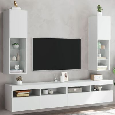 vidaXL Tv-meubels met LED-verlichting 2 st 30,5x30x102 cm wit