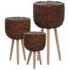 vidaXL Plantenbakken 3 st wicker met PE-voering