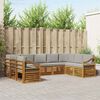 vidaXL Sofa-Sets 9 pcs Natuurlijk en Lichtgrijs Massief Acaciahout