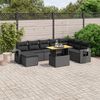 vidaXL 9-delige Loungeset met kussens poly rattan zwart