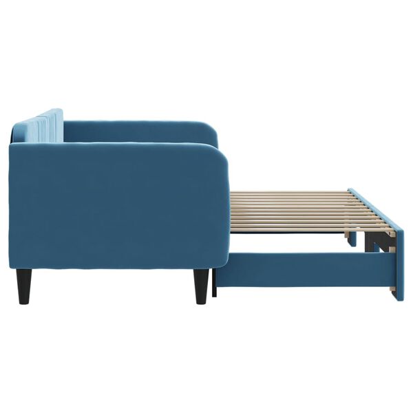 vidaXL Slaapbank met onderschuifbed 90x200 cm fluweel blauw