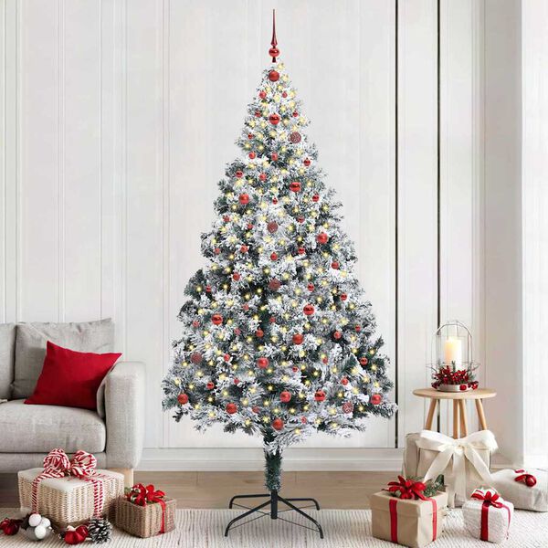 vidaXL Kunstkerstboom met 300 LED Wit 240 cm PVC en Staal en Kunststof