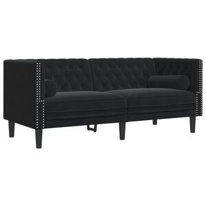 vidaXL Tweezitsbank Chesterfield-stijl en bolsters fluweel zwart