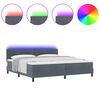 vidaXL LED Box Spring Bed met matras Donkergrijs 200 x 200 cm Fluweel