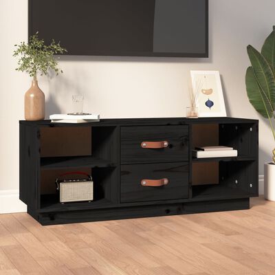 vidaXL Tv-meubel 100x34x40 cm massief grenenhout zwart