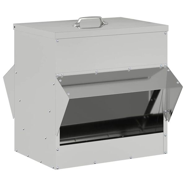 vidaXL Kip voerbak Zilver 40,5 x 45 x 41 cm Gegalvaniseerd staal