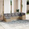 vidaXL 7-delige Loungeset met kussens poly rattan gemengd beige