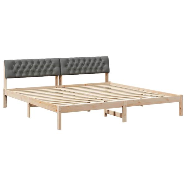 vidaXL Bedframe Bruin en donkergrijs 200 x 200 cm Massief grenenhout