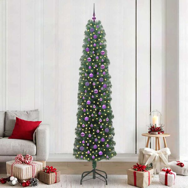 vidaXL Kunstkerstboom Groen 240 cm PVC en Staal en Kunststof