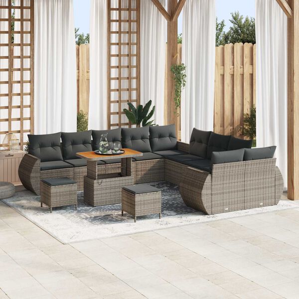 vidaXL Tuin Sofa Set 13 pcs Grijs poly rattan