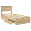 vidaXL Bedframe met hoofdeinde Sonoma Eiken 90 x 200 cm Bewerkt hout