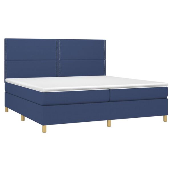 vidaXL Boxspring met matras en LED stof blauw 200x200 cm