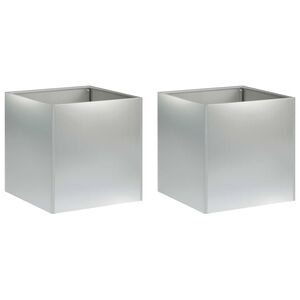 vidaXL Plantenbak 2 st zilver 25 x 25 x 25 cm Gegalvaniseerd staal