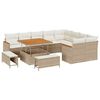vidaXL Tuin Sofa Set 12 st 9-Aantal zitplaatsen Beige Poly Rattan