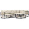vidaXL 6-delige Loungeset met kussens poly rattan antracietkleurig