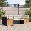 vidaXL 6-delige Loungeset met kussens poly rattan zwart