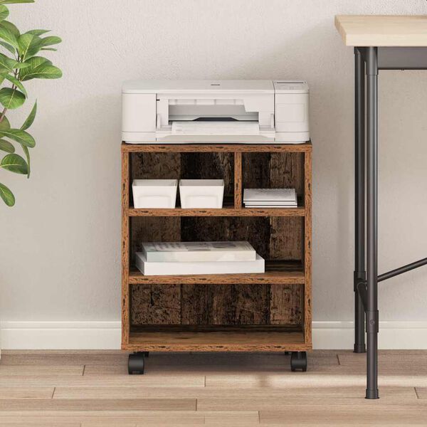 vidaXL Printerstand met opslag Oud hout 41 x 32 x 48 cm Bewerkt hout