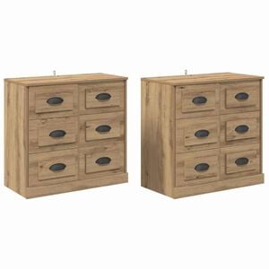 vidaXL Dressoirs 2 st Artisan Eiken 70 x 35,5 x 67,5 cm Bewerkt hout