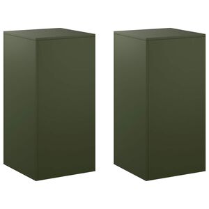 vidaXL Plantenstandaard 2 pcs Olijfgroen 40 x 40 x 80 cm Staal