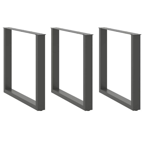 vidaXL Eettafelpoten 3 st U-vormig 90x(72-73) cm staal antraciet