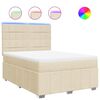 vidaXL Boxspring met matras stof cr&egrave;mekleurig 160x200 cm