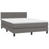 vidaXL Boxspring met matras en LED kunstleer grijs 140x200 cm