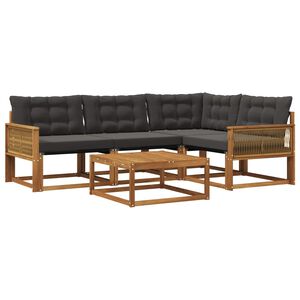 vidaXL Buiten bankenset met kussen 5 pcs Naturel en Zwart