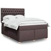 vidaXL Boxspring met matras stof donkerbruin 140x190 cm