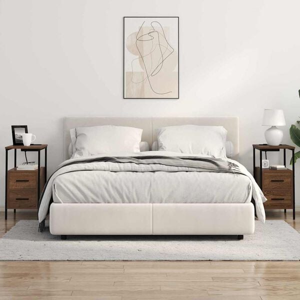 vidaXL Nachtkastje met lade Bruin Eiken 30 x 48 x 61 cm Bewerkt hout