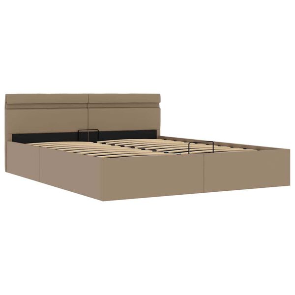 vidaXL Bedframe met opslag en LED kunstleer cappuccino 180x200 cm