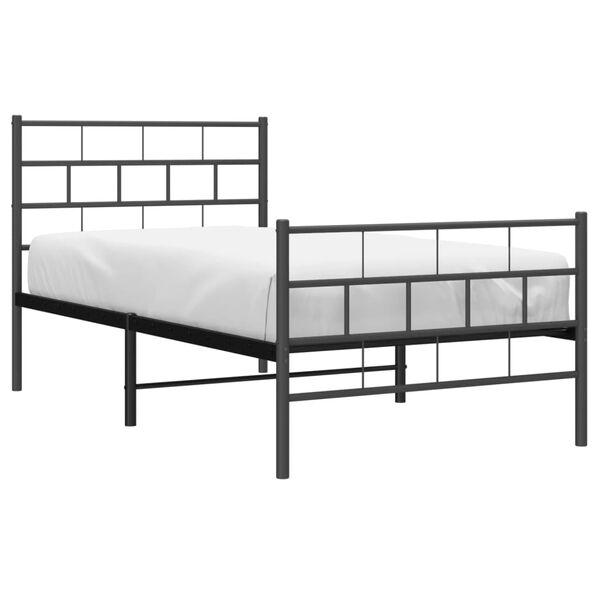 vidaXL Bedframe met hoofd- en voeteneinde metaal zwart 90x190 cm