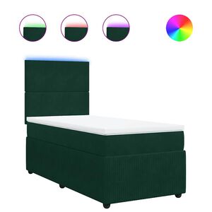 vidaXL Boxspring met matras fluweel donkergroen 80x200 cm
