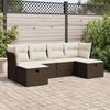 vidaXL 6-delige Loungeset met kussens poly rattan bruin