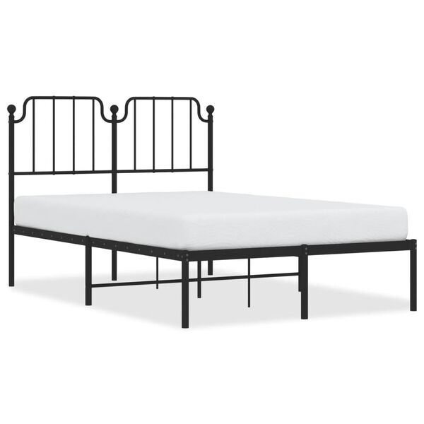 vidaXL Bedframe met hoofdbord metaal zwart 120x190 cm