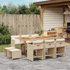 vidaXL 11-delige Tuinset met kussens poly rattan beige