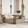 vidaXL 5-delige Loungeset met kussens poly rattan beige